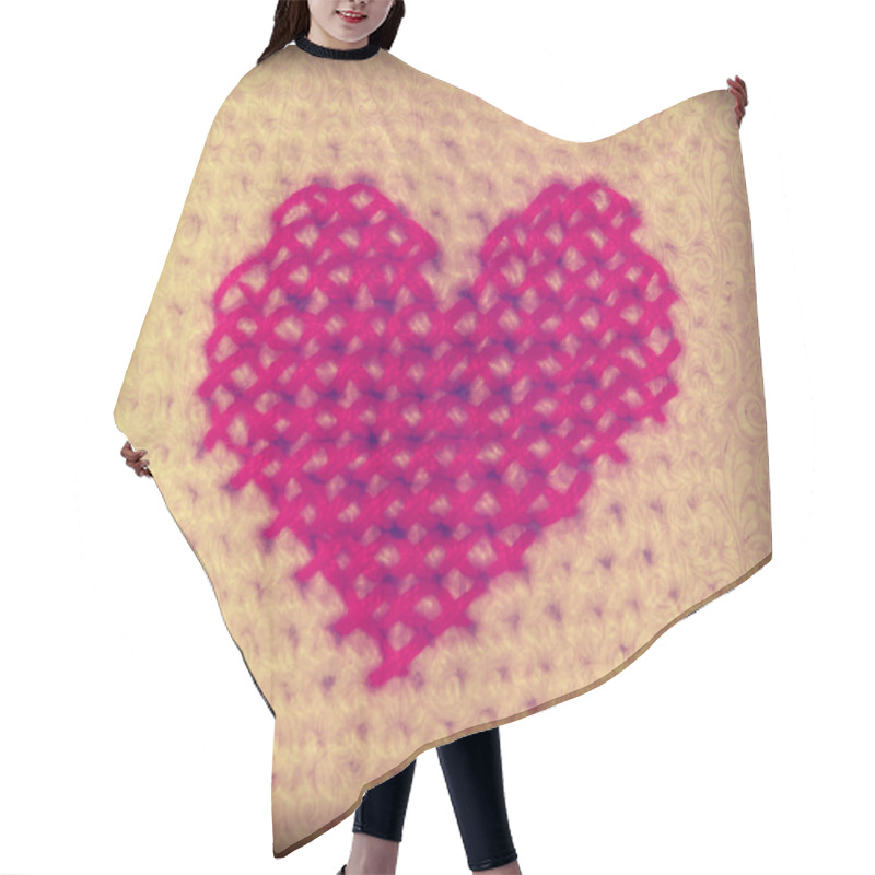 Personality  Valentine, Knitting Heart, Embroidery Hair Cutting Cape