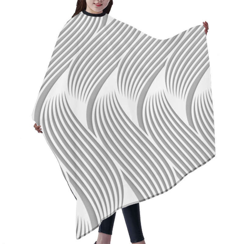 Personality  Perforated Paper With Wavy Striped Shapes Hair Cutting Cape