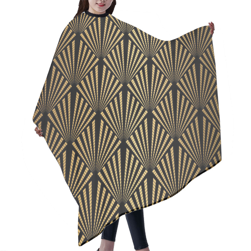 Personality  Art Deco Pattern. Seamless Black And Gold Background. Hair Cutting Cape