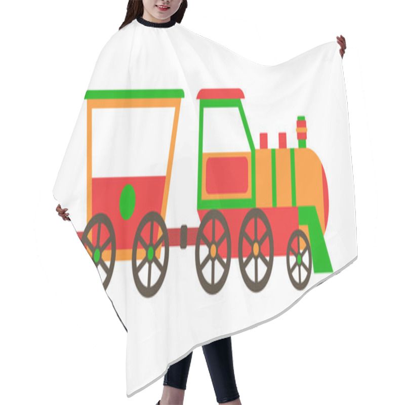 Personality  Toy Train Vector Illustration. Hair Cutting Cape