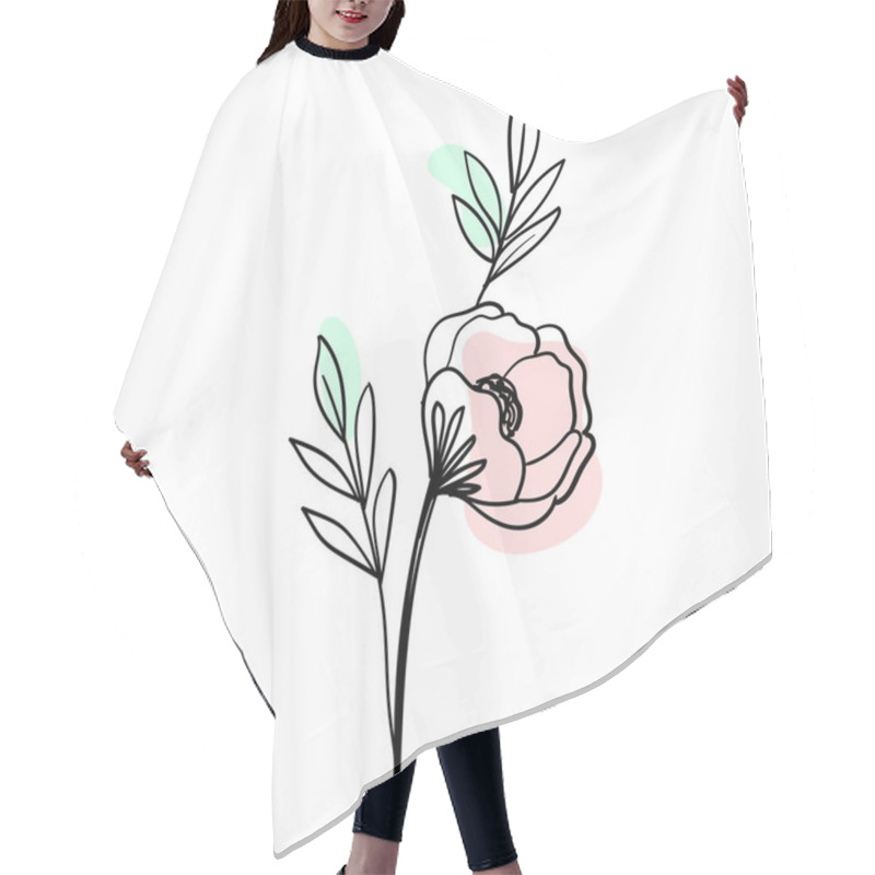 Personality  Vector Flat Simple Flower Outline Illustration Hair Cutting Cape