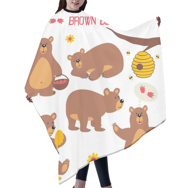 Personality  Set Of Isolated Brown Bear  Hair Cutting Cape