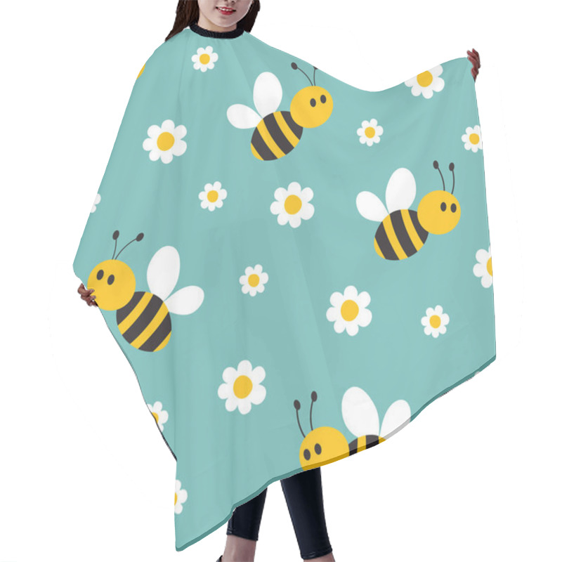 Personality  Seamless Pattern With Cute Bee And Flowers. It Can Be Used For Wallpapers, Cards, Patterns For Clothes And Other. Hair Cutting Cape