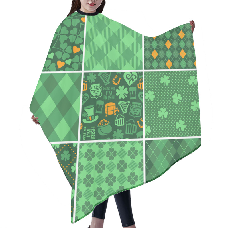 Personality  Set Of St. Patrick's Day Seamless Patterns Hair Cutting Cape