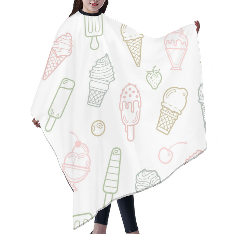 Personality  Vector Cute Pastel Ice Cream Seamless Pattern Hair Cutting Cape