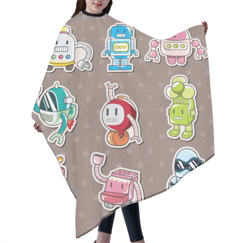 Personality  Cartoon Robot Sticers Hair Cutting Cape