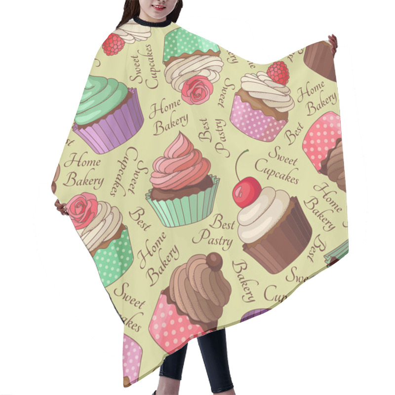 Personality  Cupcake Pattern, Beige Hair Cutting Cape