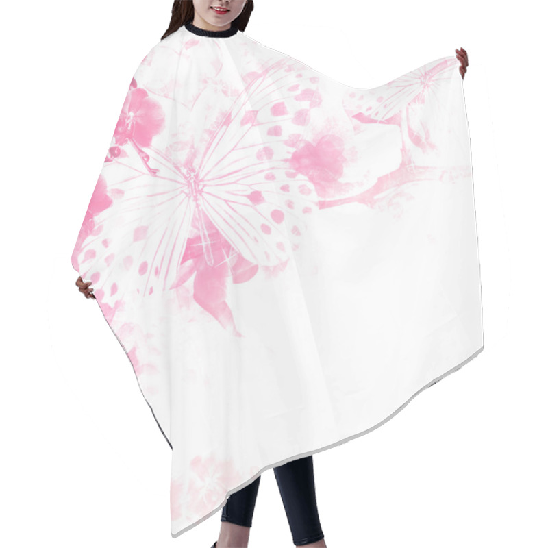 Personality  Butterflies And Flowers Pink Background Hair Cutting Cape