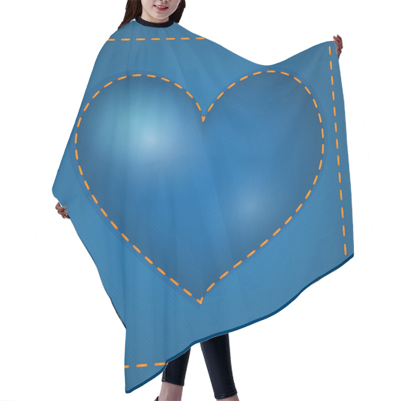 Personality  Vector Blue Heart With Stitch. Hair Cutting Cape