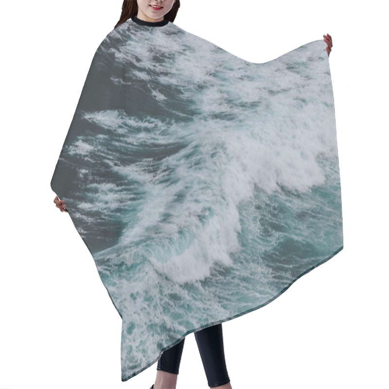 Personality  Scenic Shot Of Blue Ocean With Foamy Waves For Background Hair Cutting Cape