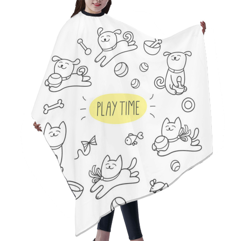 Personality  Little White Cat And Dog Hair Cutting Cape