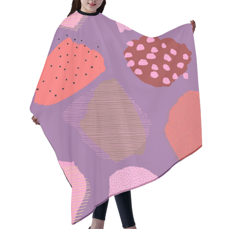 Personality  Collage Contemporary Abstract Berries Seamless Lilac Pattern Hair Cutting Cape