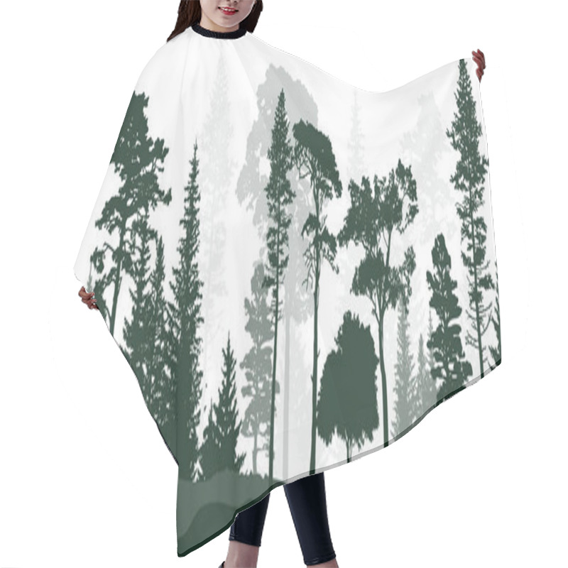 Personality  Vector Illustration With High Pines In Fir Trees Forest Isolated On White Background Hair Cutting Cape