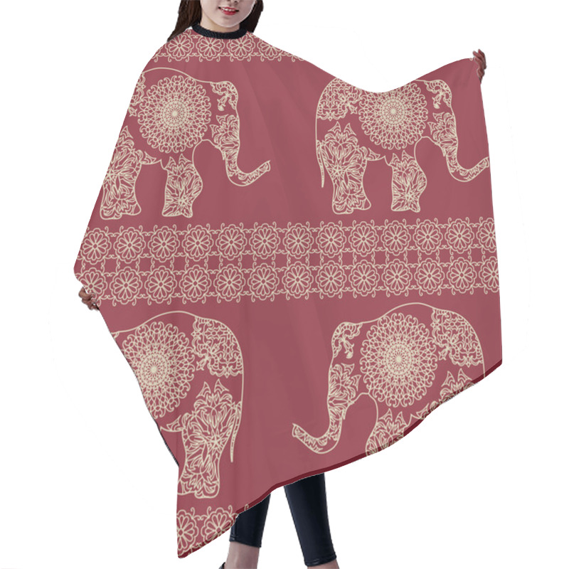 Personality  Elephant Seamless Monochrome Pattern Hair Cutting Cape