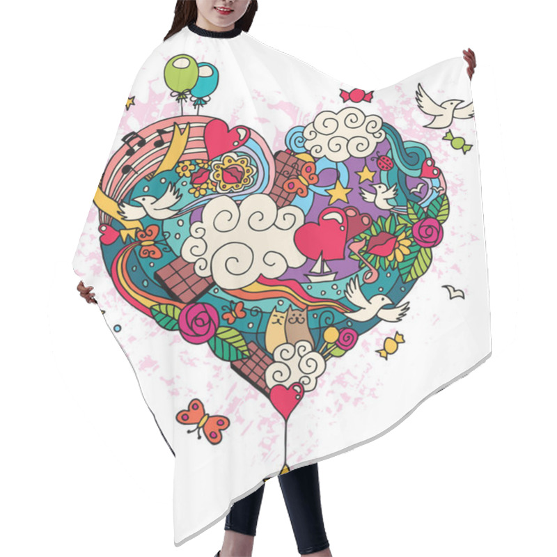 Personality  Love Doodle Hair Cutting Cape