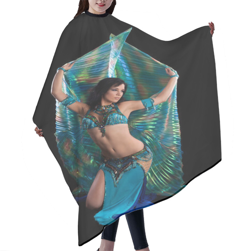 Personality  Bellydancer In Blue Costume With Wings Hair Cutting Cape