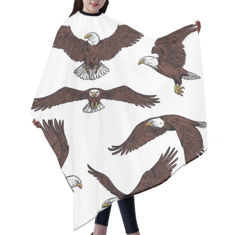 Personality  Bald Eagle Predatory Birds Vector Sketch Hair Cutting Cape