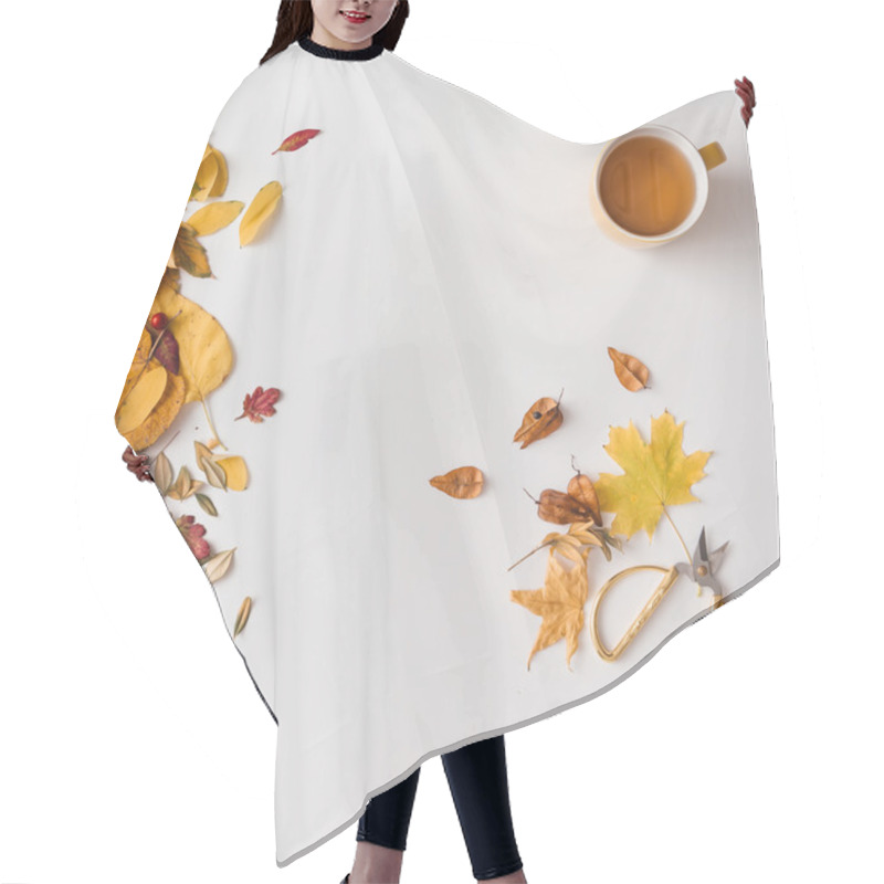 Personality  Autumn Leaves With Coffee Or Tea  Hair Cutting Cape