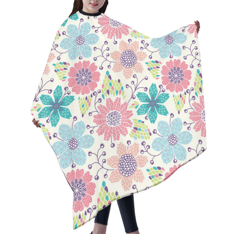 Personality  Seamless Floral Pattern Hair Cutting Cape