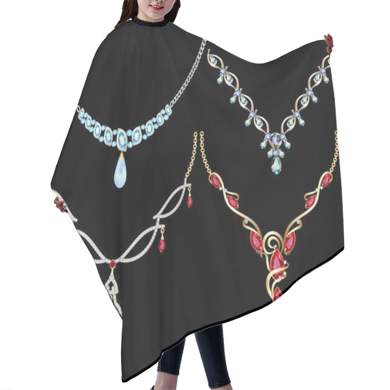 Personality  Set Of Necklace Women Hair Cutting Cape