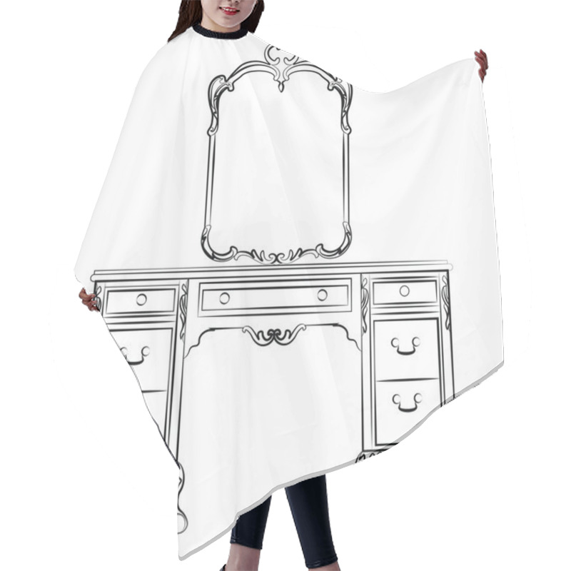 Personality  Dressing Table With Mirror Hair Cutting Cape