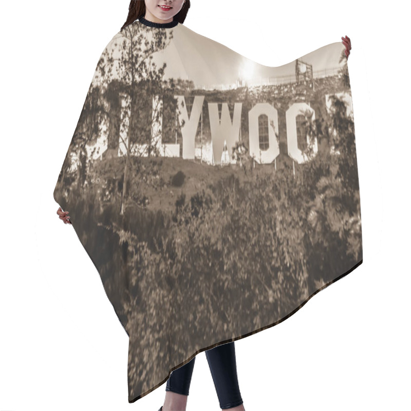 Personality  Hollywood Sign Lit At Night Hair Cutting Cape