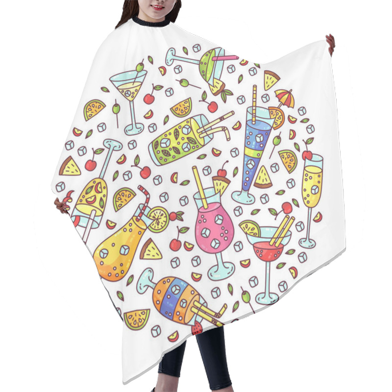 Personality  Cocktails Icons Set Hair Cutting Cape