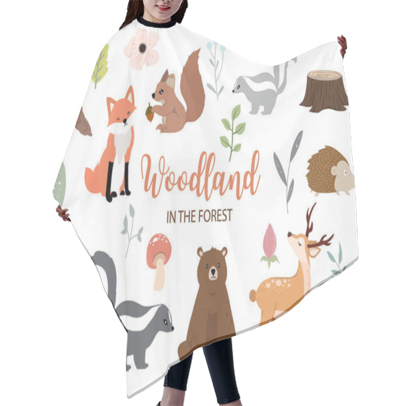 Personality  Cute Woodland Object Collection With Bear,owl,fox,skunk,mushroom Hair Cutting Cape