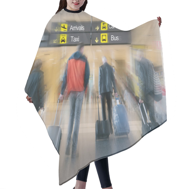 Personality  Airline Passengers In An Airport Hair Cutting Cape