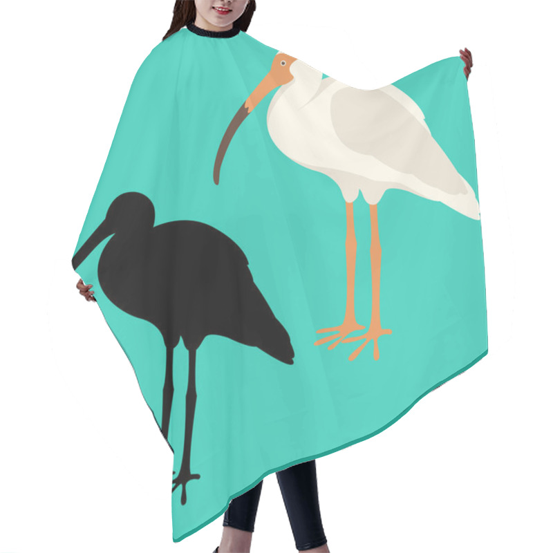 Personality  White Ibis  Vector Illustration Flat Style  Silhouette  Hair Cutting Cape