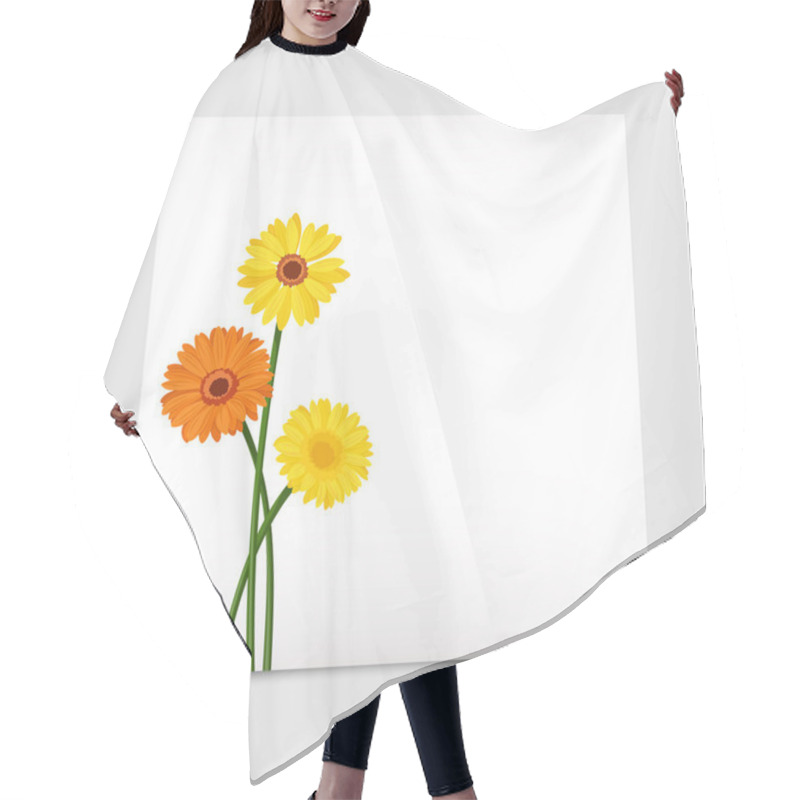 Personality  Vector Card With Gerbera Flowers. Eps-10. Hair Cutting Cape