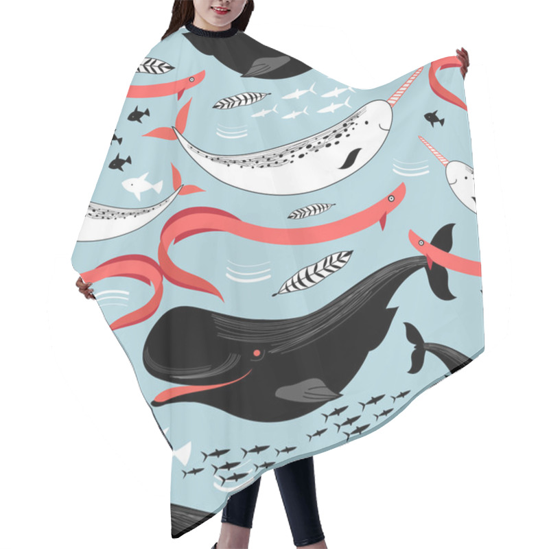 Personality  Pattern Of Sea Whales And Fish Hair Cutting Cape