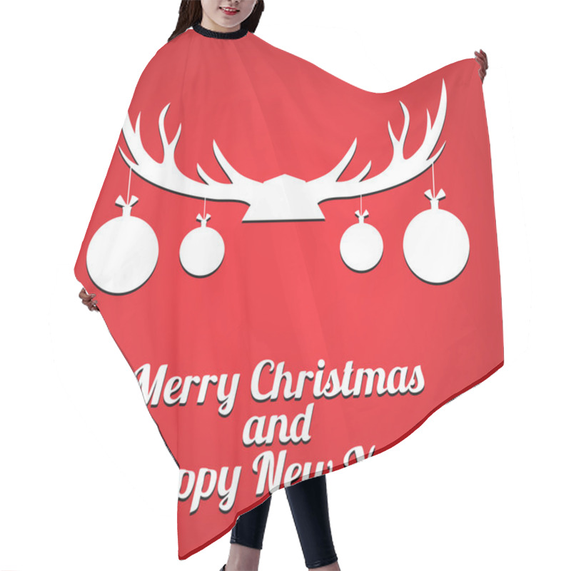 Personality  Christmas Greeting Card With Hipster Deer Hair Cutting Cape