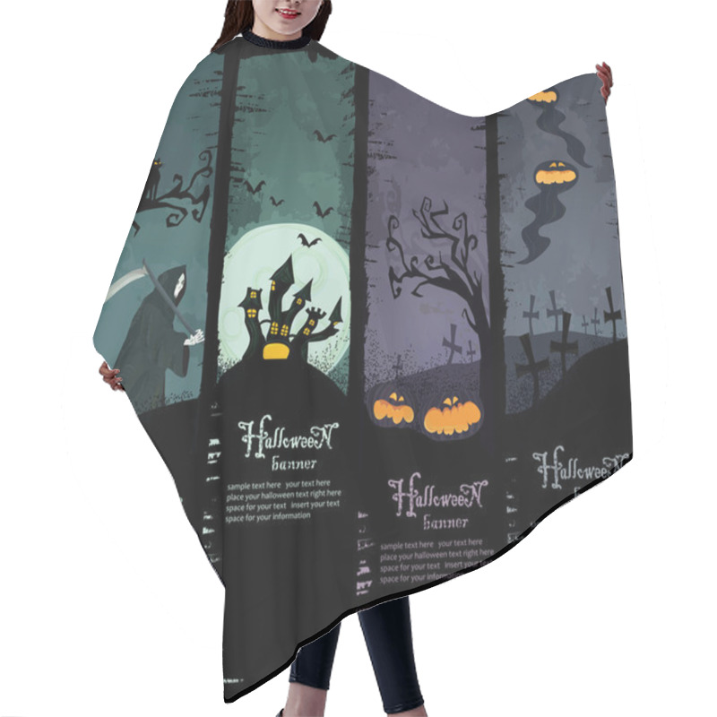 Personality  Vector Halloween Banners Hair Cutting Cape