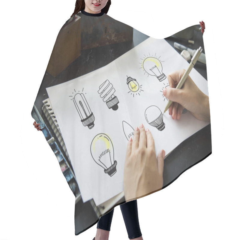 Personality  Person Drawing Light Bulbs Hair Cutting Cape