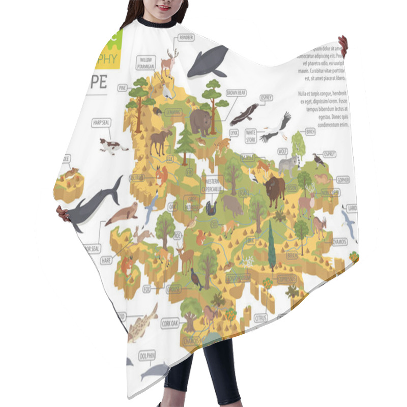 Personality  Isometric 3d European Flora And Fauna Map Constructor Elements.  Hair Cutting Cape