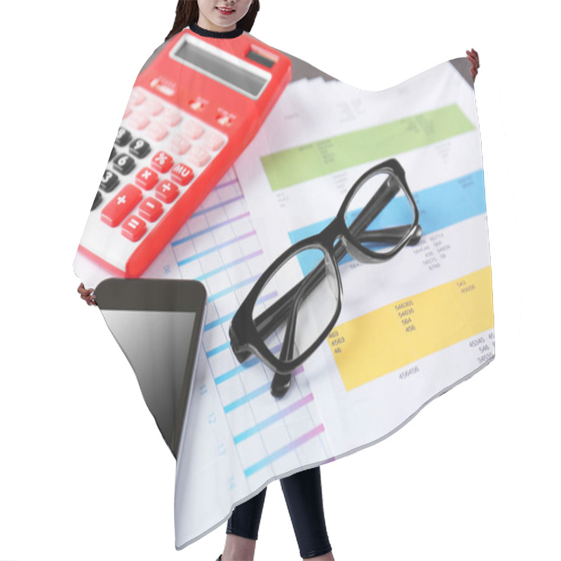 Personality  Calculator With Cellphone And Glasses Hair Cutting Cape