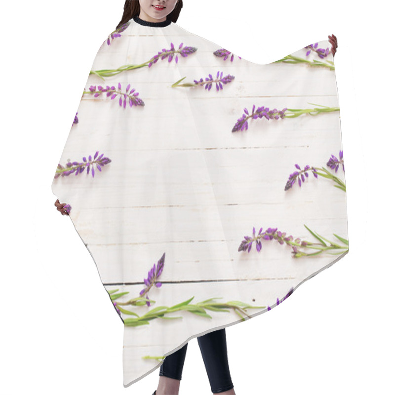 Personality  Flowers On White Wooden Background Hair Cutting Cape