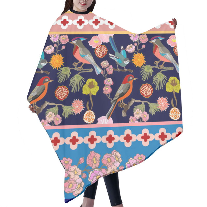 Personality  Japanese Garden. Seamless Oriental Pattern With Victorian Motifs.  Hair Cutting Cape