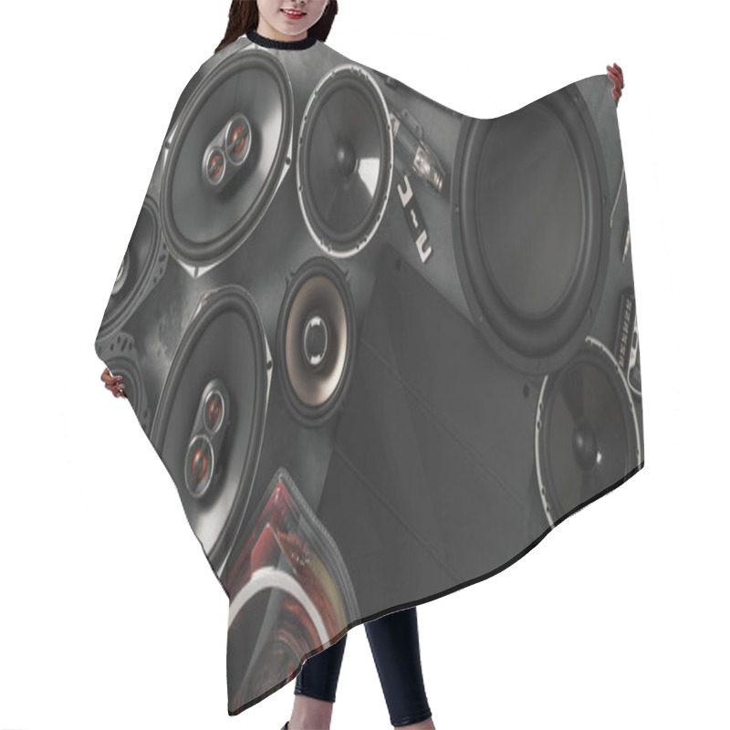 Personality  Car Audio, Car Speakers, Subwoofer And Accessories For Tuning. Top View. Banner. Hair Cutting Cape