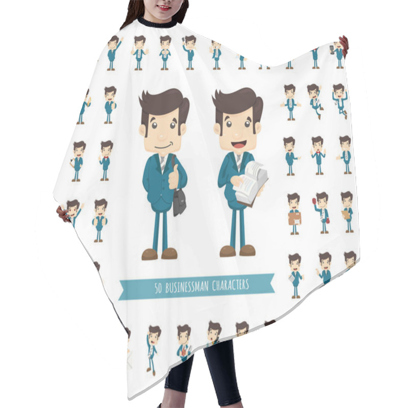 Personality  Set Of Businessman Character Hair Cutting Cape