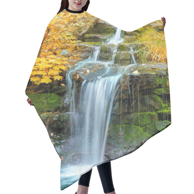 Personality  Landscape Of Waterfall In Yellow Autumn Forest Hair Cutting Cape