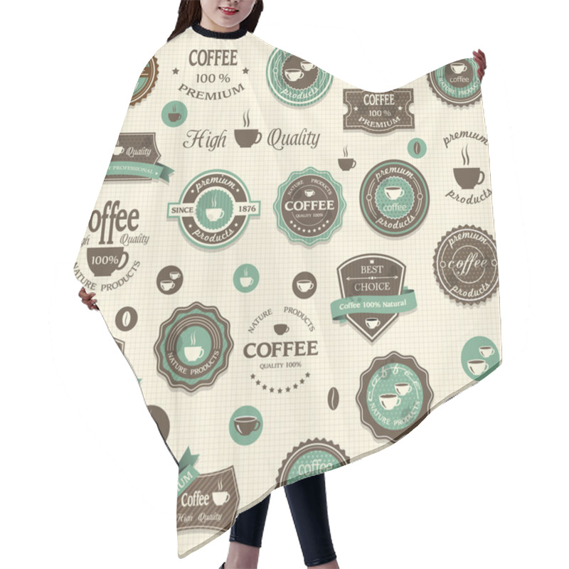 Personality  Collection Of Coffee Labels And Elements Hair Cutting Cape