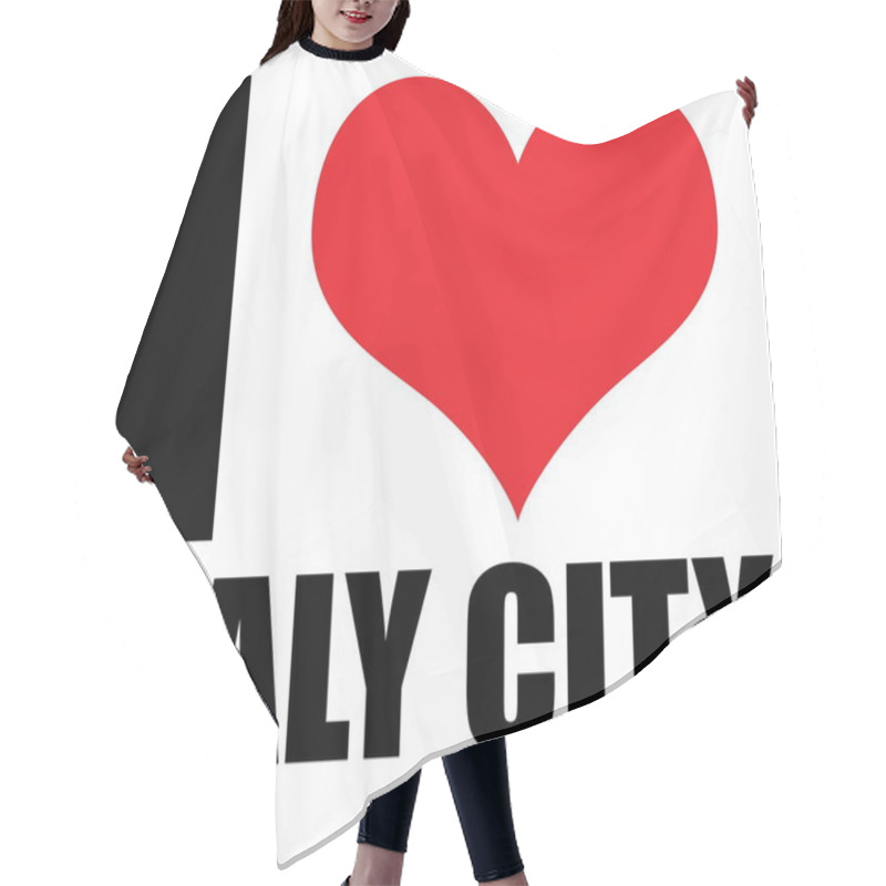 Personality  I Love City Design On The White Hair Cutting Cape