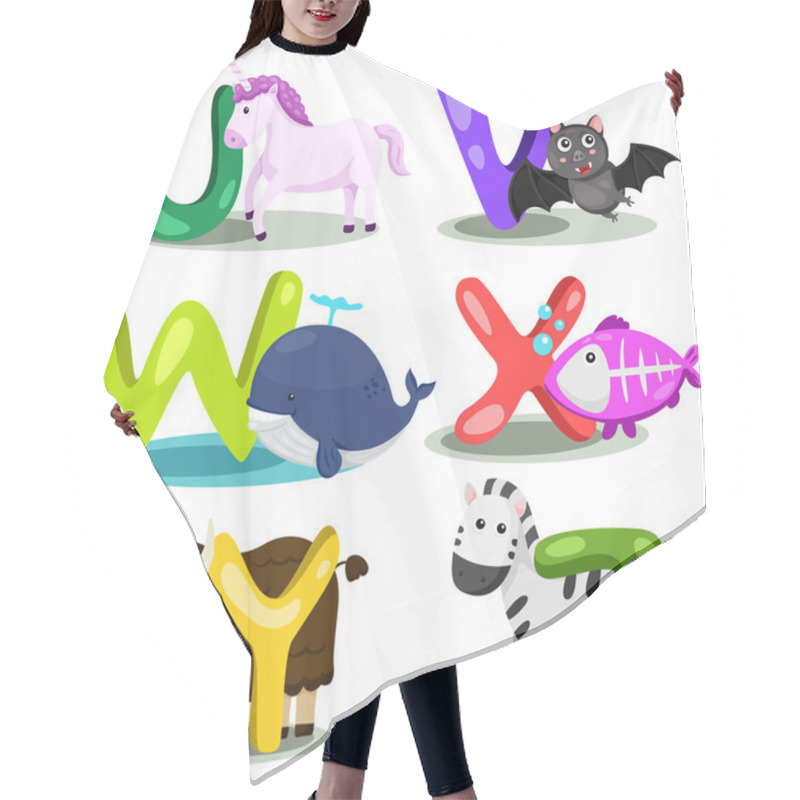 Personality  Illustrator Alphabet Animal LETTER - U,v,w,x,y,z Hair Cutting Cape