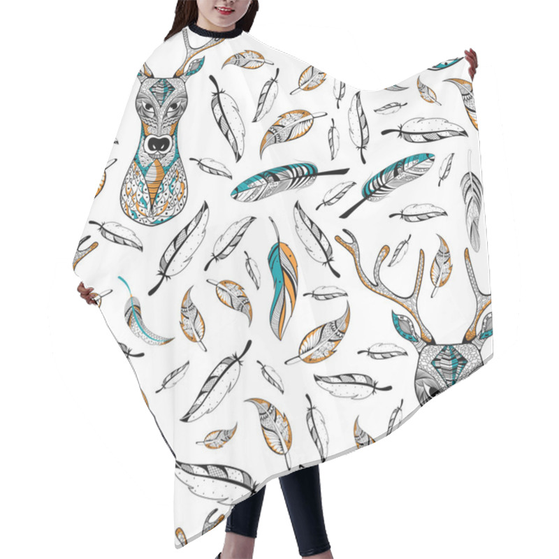 Personality  Tribal Boho Style Deer Seamless Pattern Hair Cutting Cape