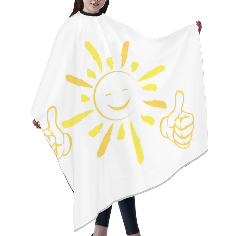 Personality  Sun With Smile And Hands, Sun And Holidays Logo Hair Cutting Cape