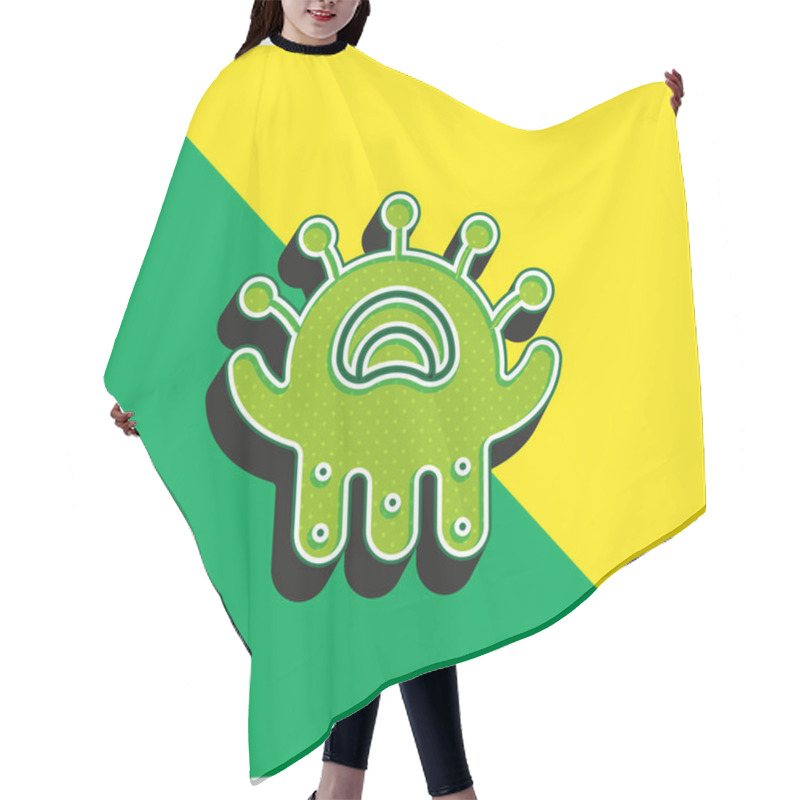 Personality  Alien Green And Yellow Modern 3d Vector Icon Logo Hair Cutting Cape