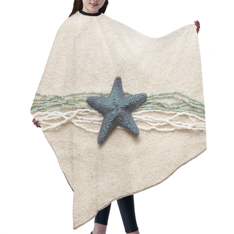 Personality  Starfish On Sea Sand Hair Cutting Cape