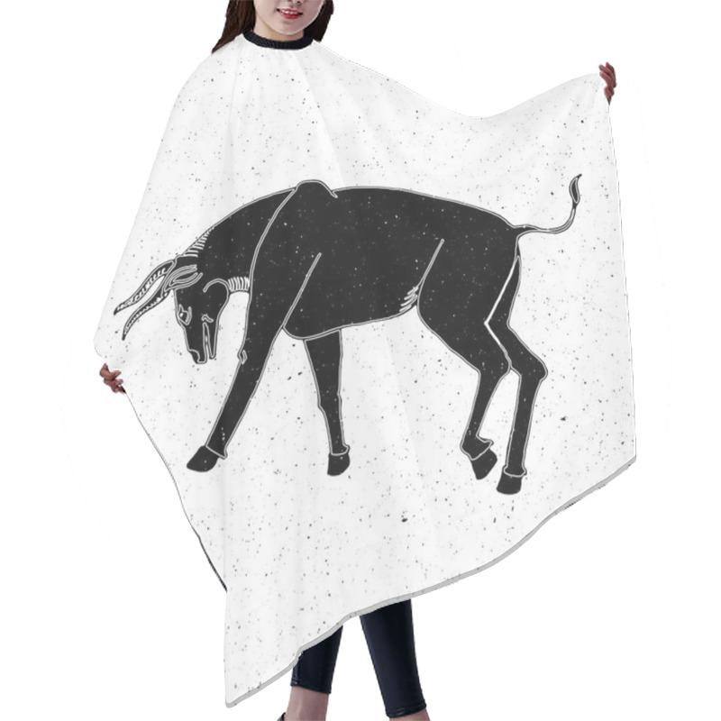 Personality  Hand Drawn Bull In A Rack Hair Cutting Cape